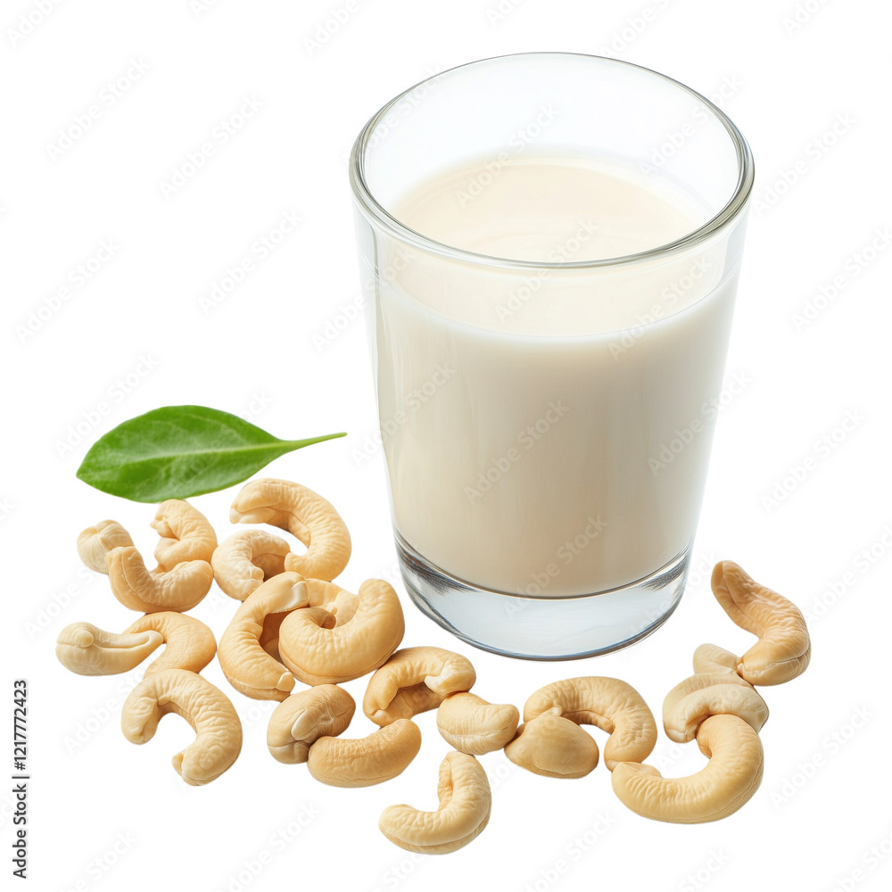 Cashew milk isolated on white Cashew milk isolated on white