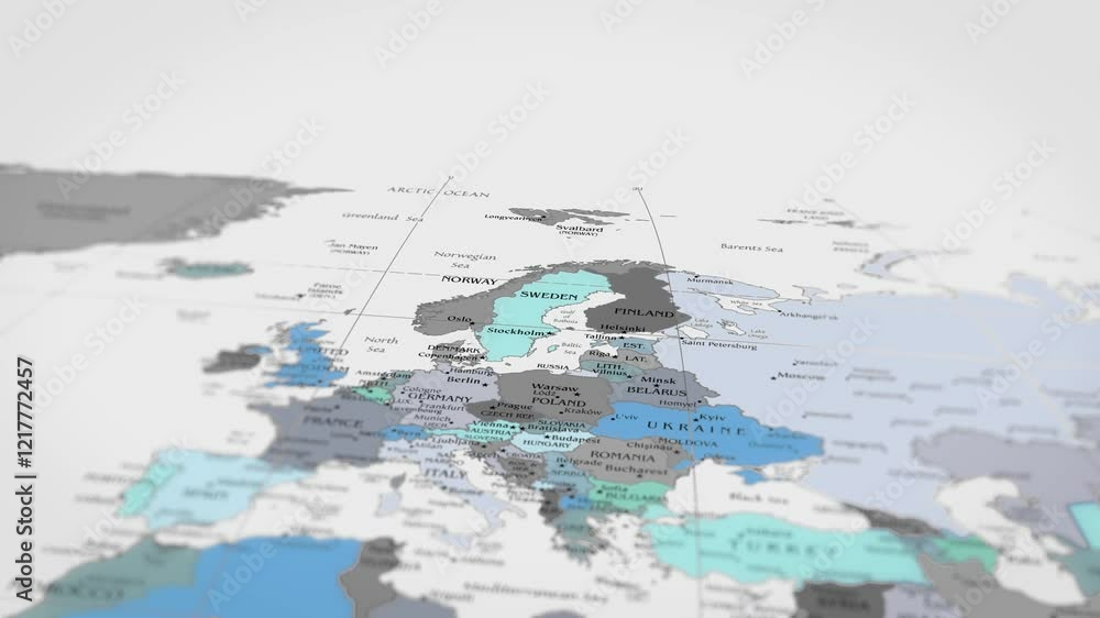 Map The camera rotating around romania on the world map takes the focus. 4K Map Animation.

