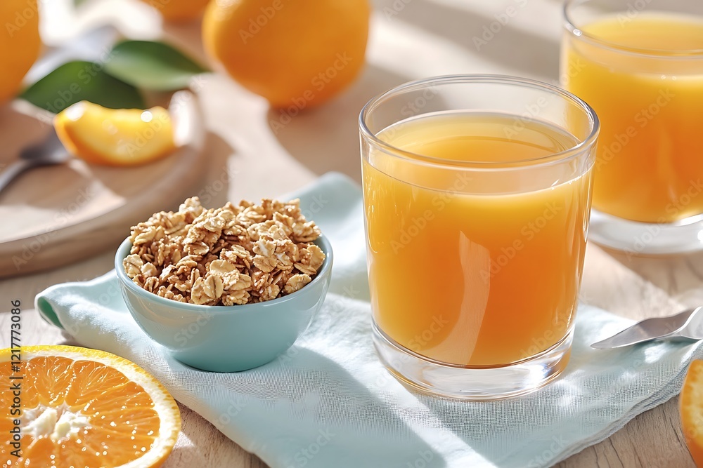 Orange Juice and Granola Breakfast Orange Juice and Granola Breakfast