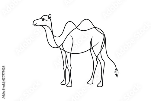 Camel Silhouette, Camel Isolated On White Background, Camel on black and white vector design, Desert and Wildlife
