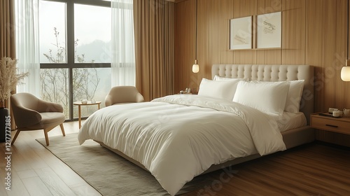 Modern Hotel Room With Serene Views Designed for Comfort and Relaxation in a Tranquil Setting