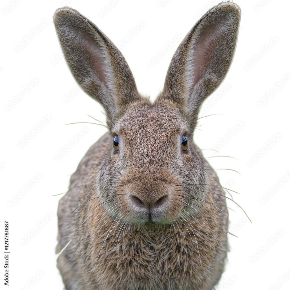 Curious rabbit with long ears soft brown fur and vibrant green meadow backdrop