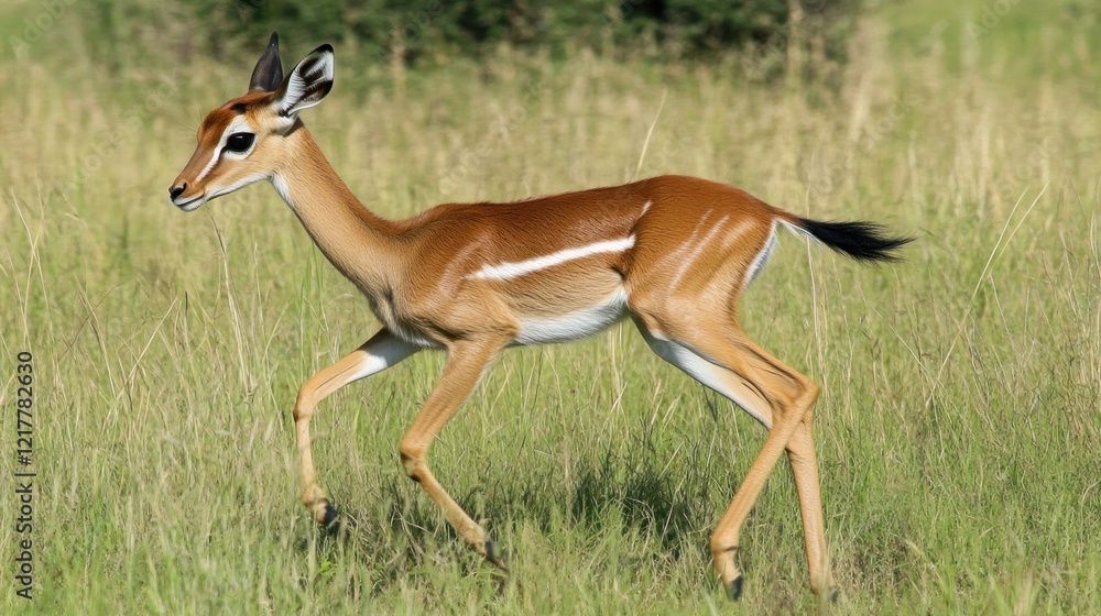 A graceful antelope running through a grassy landscape. A graceful antelope running through a grassy landscape.