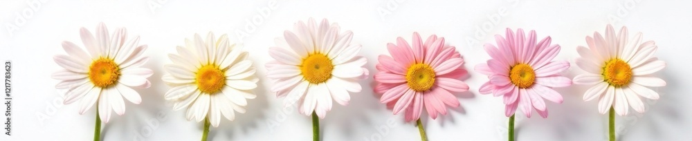 Freshly picked lovely daisy marguerite on white background, lovely daisy marguerite, botanical, garden Freshly picked lovely daisy marguerite on white background, lovely daisy marguerite, botanical, garden