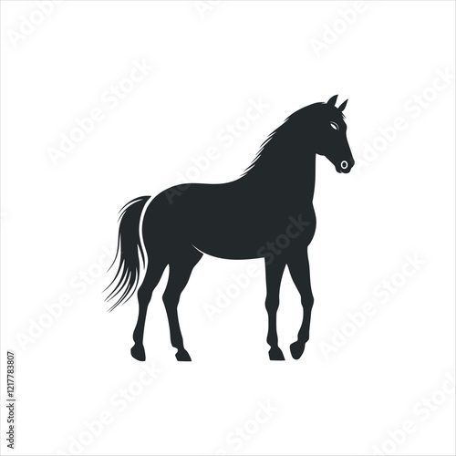 Elegant Galloping Horse Silhouette: Minimalist Vector Art with Dynamic Motion and Grace