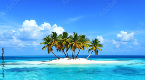 Palm tree over a tropical beach