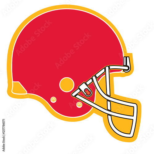 helmet - gold  and red football player helmet, sport vector graphics, hockey, for street art - graffiti lettering typography - art illustration - multicolor - writen	