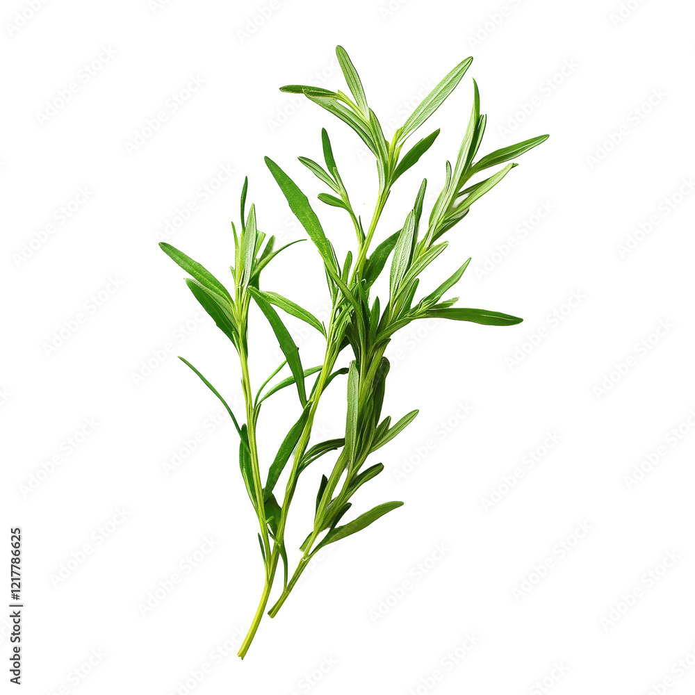 Fresh tarragon herbs displayed on a clean transparent background for culinary inspiration and recipes, Tarragon herbs on transparent background Fresh tarragon herbs displayed on a clean transparent background for culinary inspiration and recipes, Tarragon herbs on transparent background