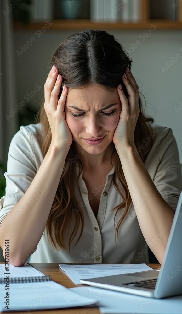 woman sitting with her head in her hands woman sitting with her head in her hands