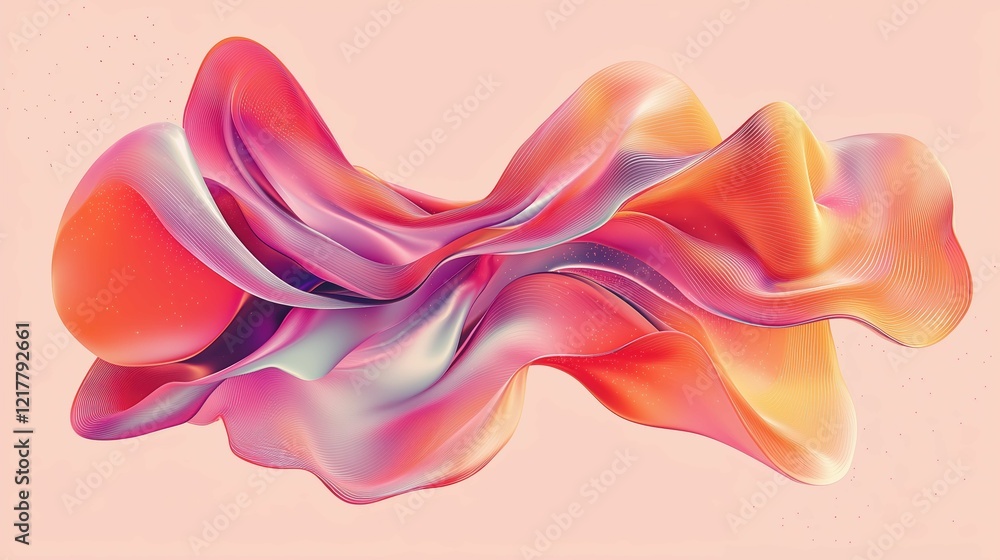 Fototapeta premium Trendy wallpaper with fluid, floating shapes and curves in an abstract composition