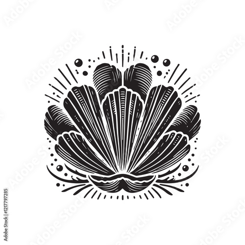 Black Color Barnacle silhouette design Vector Illustration, Solid White Background (6).eps