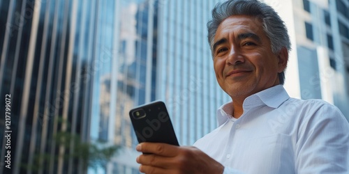 Busy Man Engrossed In Smartphone