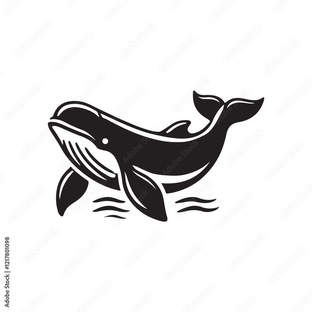 Fototapeta premium Black Color Beluga Whale silhouette design Vector Illustration, Solid White Background (3).eps