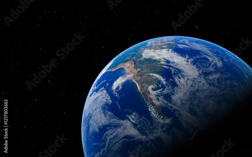 Breathtaking view of earth from space with vibrant blue oceans and cloud formations