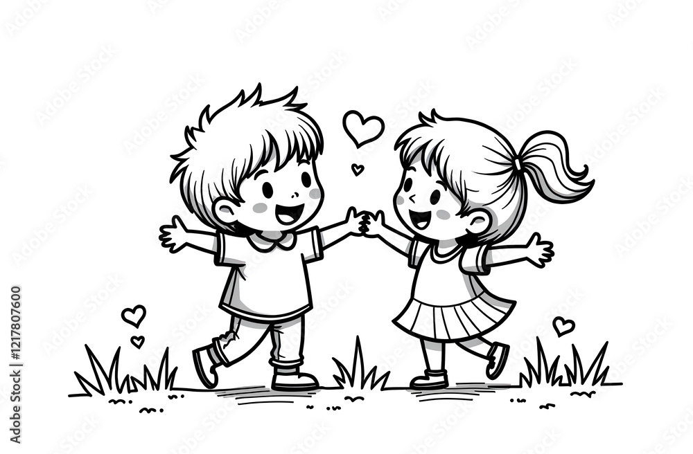 Fototapeta premium Happy Children Playing Together in Garden