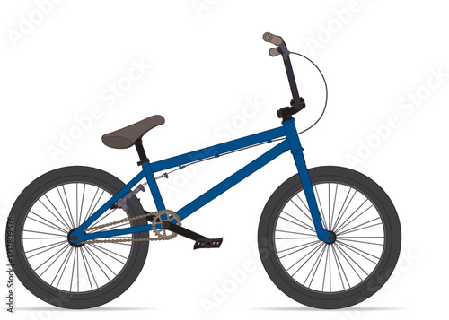 bmx motocross extreme sport blue bike isolated on a white background