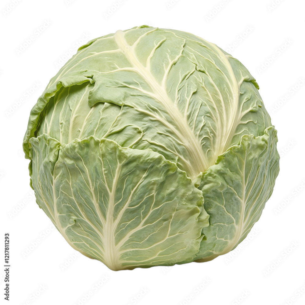 Fototapeta premium Fresh green cabbage on white background