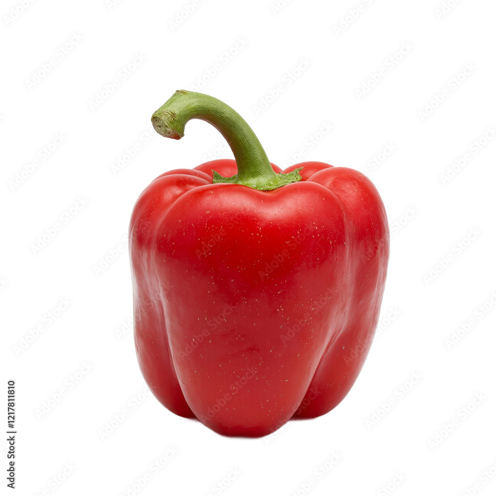 Fresh red bell pepper with green stem on white background Fresh red bell pepper with green stem on white background