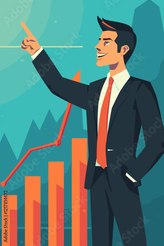 Businessman Pointing at Growth Chart in Business Presentation