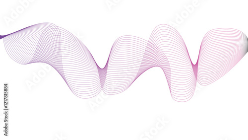 Vector curvy abstract line art wavy flowing dynamic blue purple white background in concept music or sound, wave, wind, information flow	