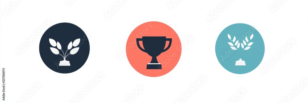 Neumorphic red gradient award cup line icon, complete with 3D pin buttons. The trophy is topped with a laurel wreath, symbolizing sports excellence. The line icons are supplemented by neumorphic Neumorphic red gradient award cup line icon, complete with 3D pin buttons. The trophy is topped with a laurel wreath, symbolizing sports excellence. The line icons are supplemented by neumorphic