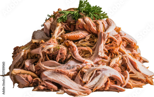 Pulled Chicken Meat with Garnish of Fresh Rosemary