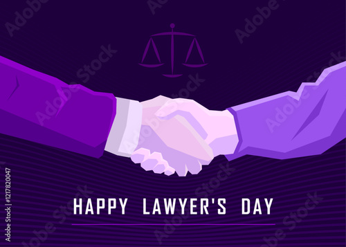 Partnership and justice concept with handshake in celebration of lawyer's day