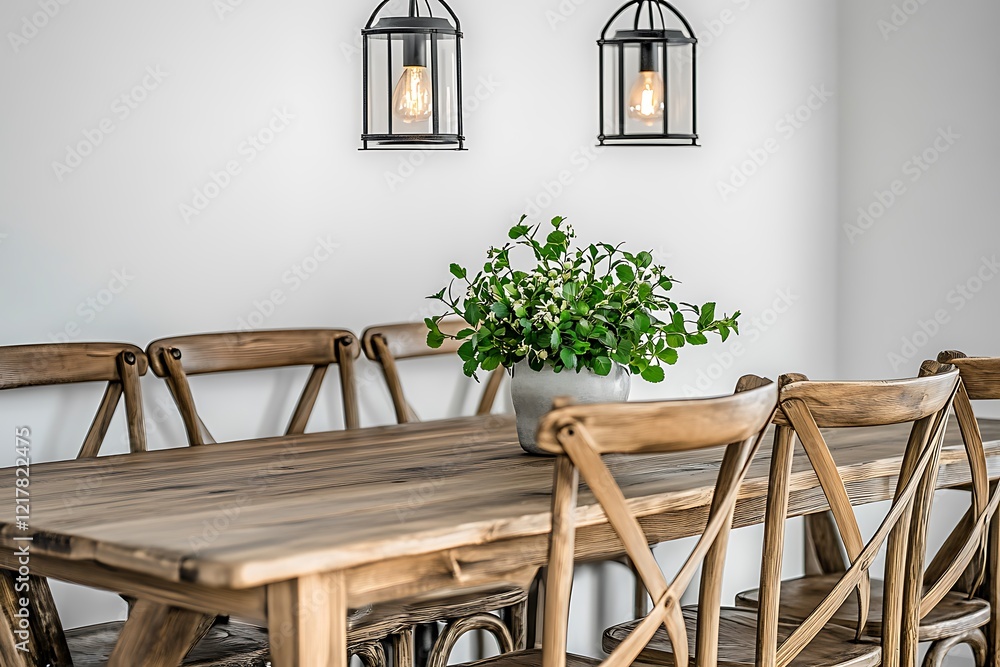 Rustic Dining Room with Wooden Table and Chairs Rustic Dining Room with Wooden Table and Chairs