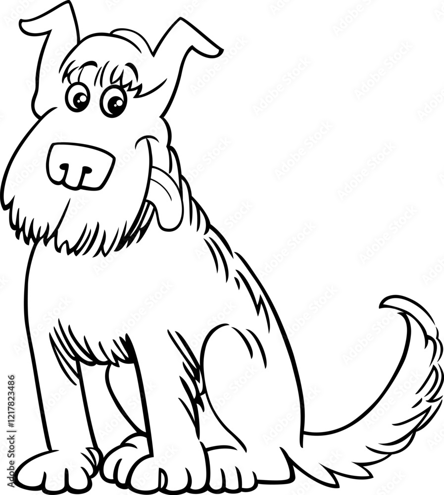 Fototapeta premium cartoon shaggy dog comic animal character coloring page