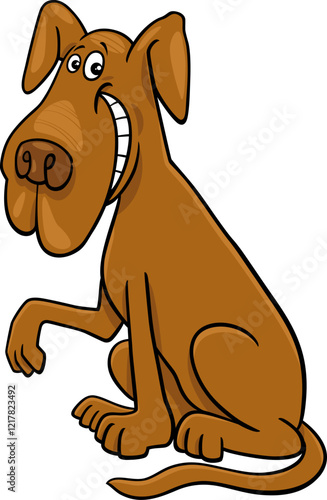 funny cartoon shaggy dog animal character giving a paw