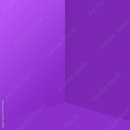 Minimalist purple studio corner with clean lines and smooth gradients, creating a serene and modern atmosphere. Perfect template for your creative projects or conceptual designs