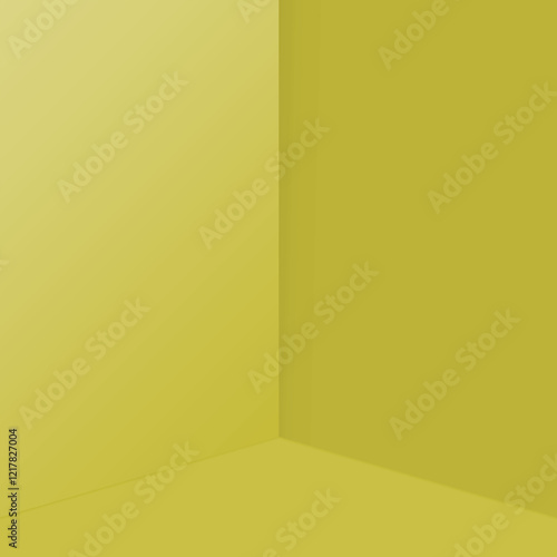 Minimalist yellow studio corner with clean lines and smooth gradients, creating a serene and modern atmosphere. Perfect template for your creative projects or conceptual designs