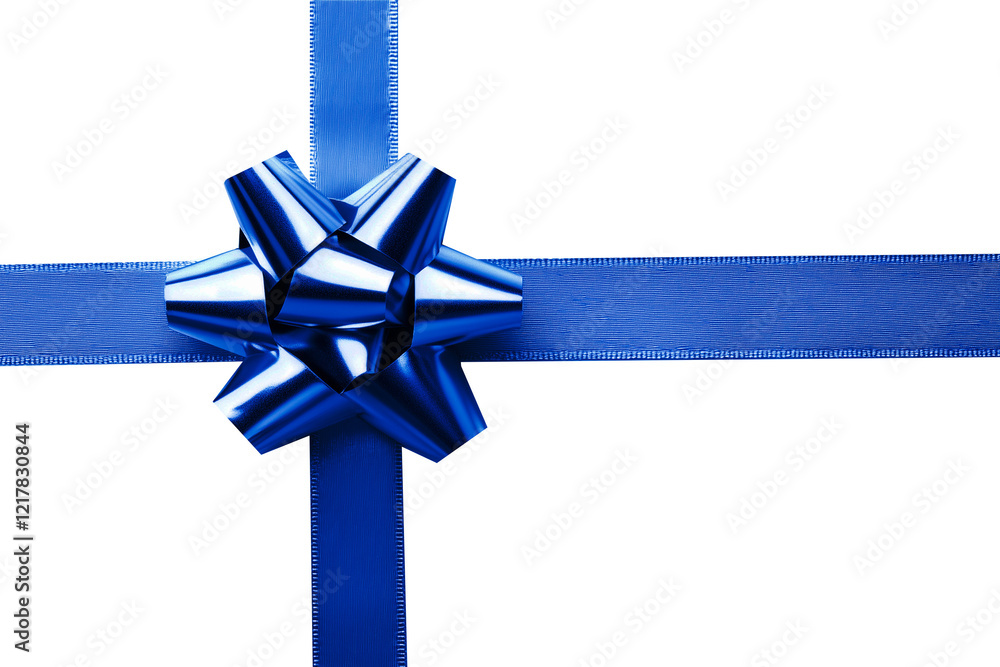 blue ribbon and bow, cut out