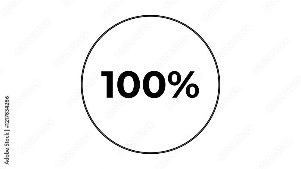 0% to 100% Counter Inside Two Circles - White Background