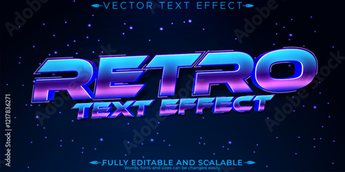 Vintage 80s text effect, editable retro future and cyber space text style