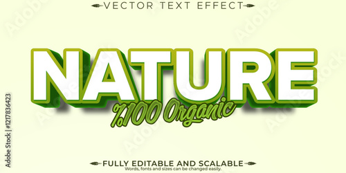 Organic green text effect, editable natural and fruit text style