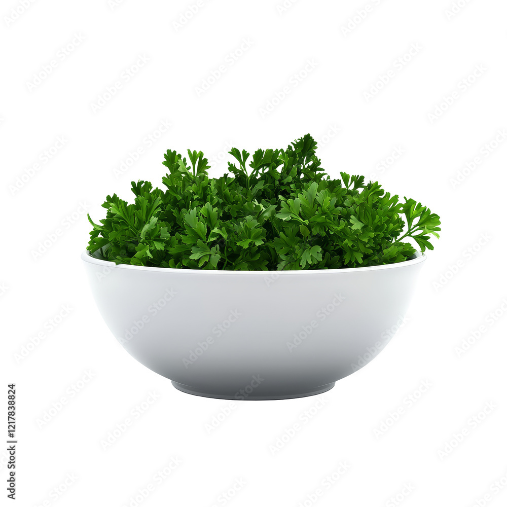 Fresh parsley in a transparent bowl on a clean surface, ideal for culinary use and vibrant dishes, parsley iin the bowl on transparent background Fresh parsley in a transparent bowl on a clean surface, ideal for culinary use and vibrant dishes, parsley iin the bowl on transparent background
