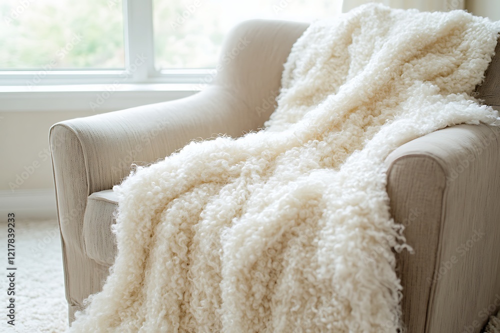 Soft Fluffy Blanket on a Cozy Chair Soft Fluffy Blanket on a Cozy Chair
