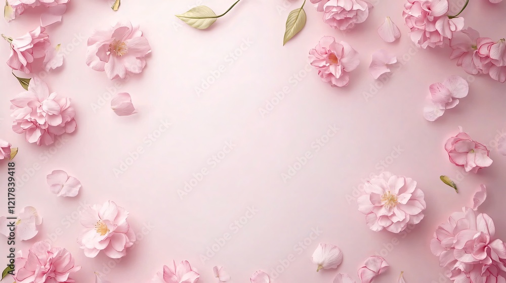 Elegant Floral Frame on Pastel Notepad Background with Wide Angle View Elegant Floral Frame on Pastel Notepad Background with Wide Angle View