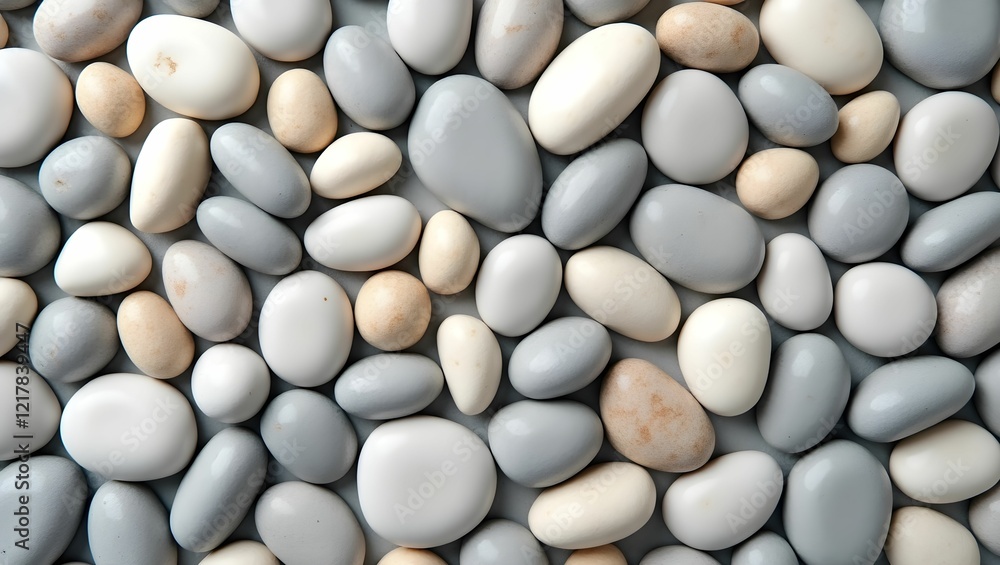 Serene seamless pebble stone texture with shades of gray, beige, and creamy white for spa and wellness themes Serene seamless pebble stone texture with shades of gray, beige, and creamy white for spa and wellness themes