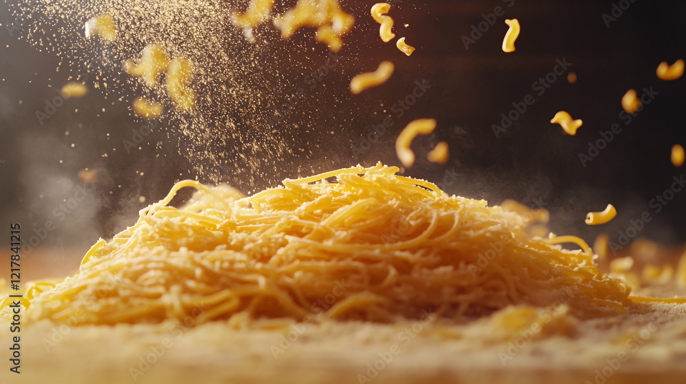 falling dry spaghetti noodles, food photography falling dry spaghetti noodles, food photography