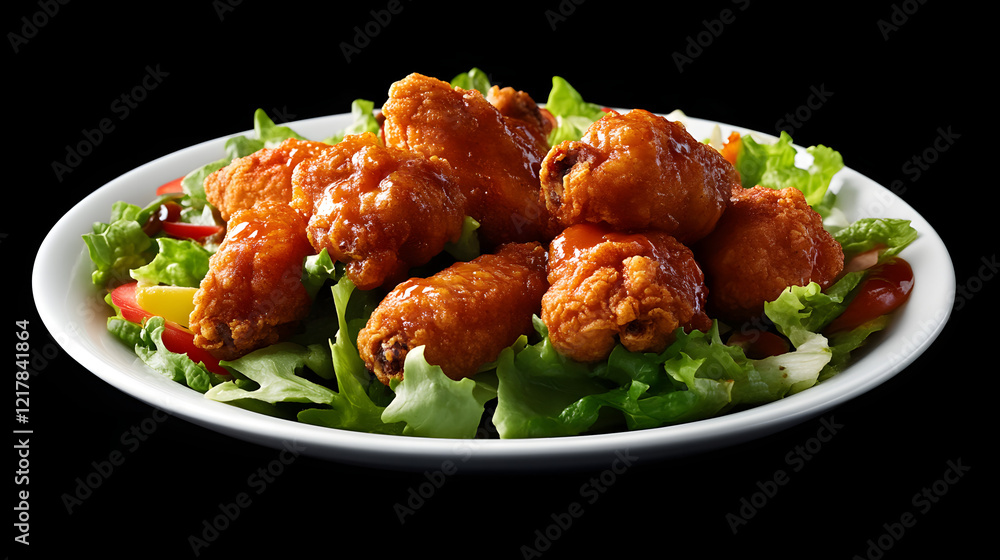 fried chicken wings with sauce salad fried chicken wings with sauce salad