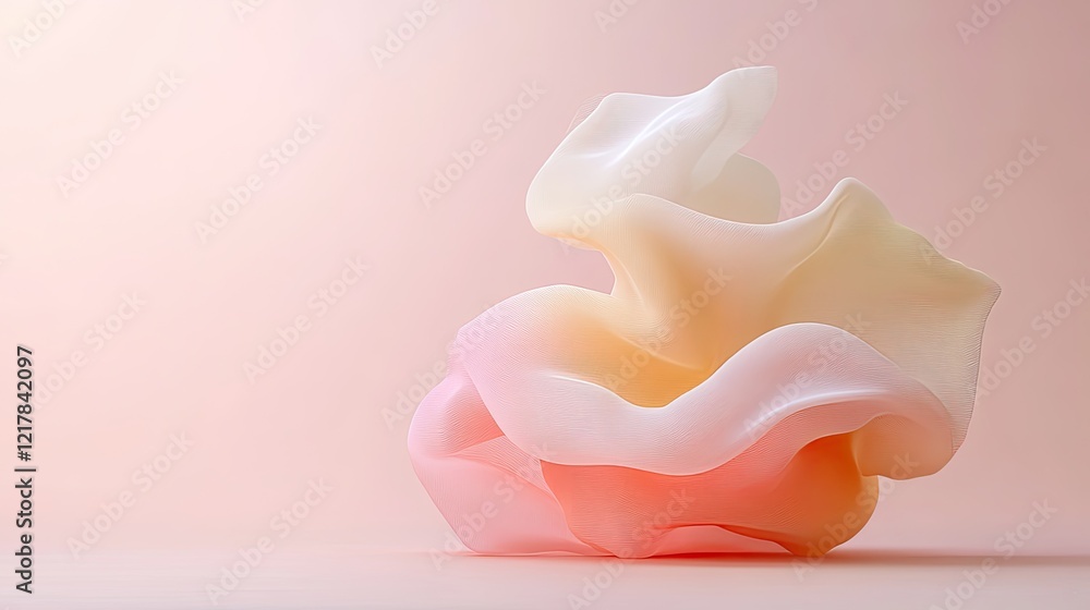 Abstract Pastel Sculpture Flowing Fabric Forms in Soft Light Abstract Pastel Sculpture Flowing Fabric Forms in Soft Light