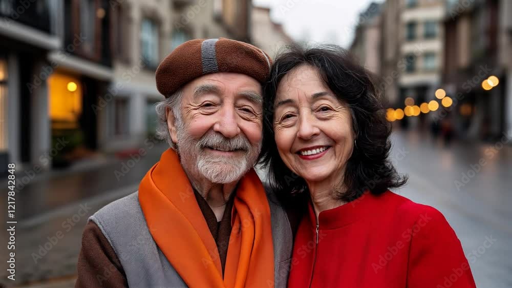 Two happy old men on the street Two happy old men on the street