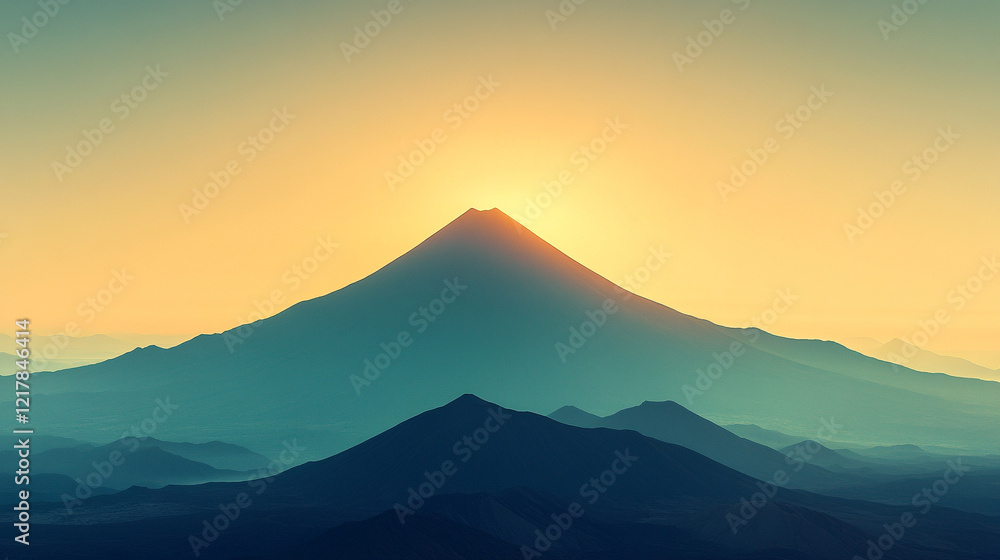 Silhouette of a volcanic peak against a clear sky with soft-focused mountains below, a minimalistic and bright tone creating an empty blank caption space on the side, evoking calm amidst chaos
Silhouette of a volcanic peak against a clear sky with soft-focused mountains below, a minimalistic and bright tone creating an empty blank caption space on the side, evoking calm amidst chaos