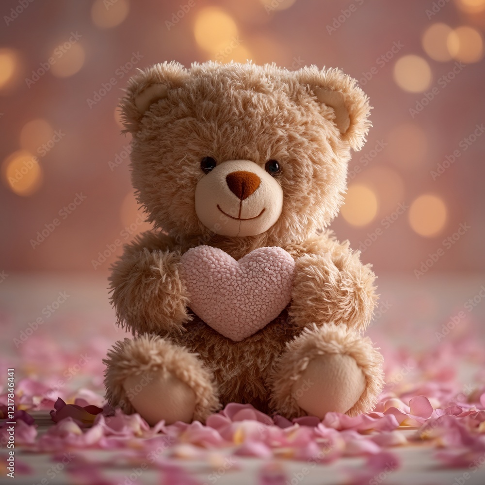 Teddy with heart and petals Teddy with heart and petals