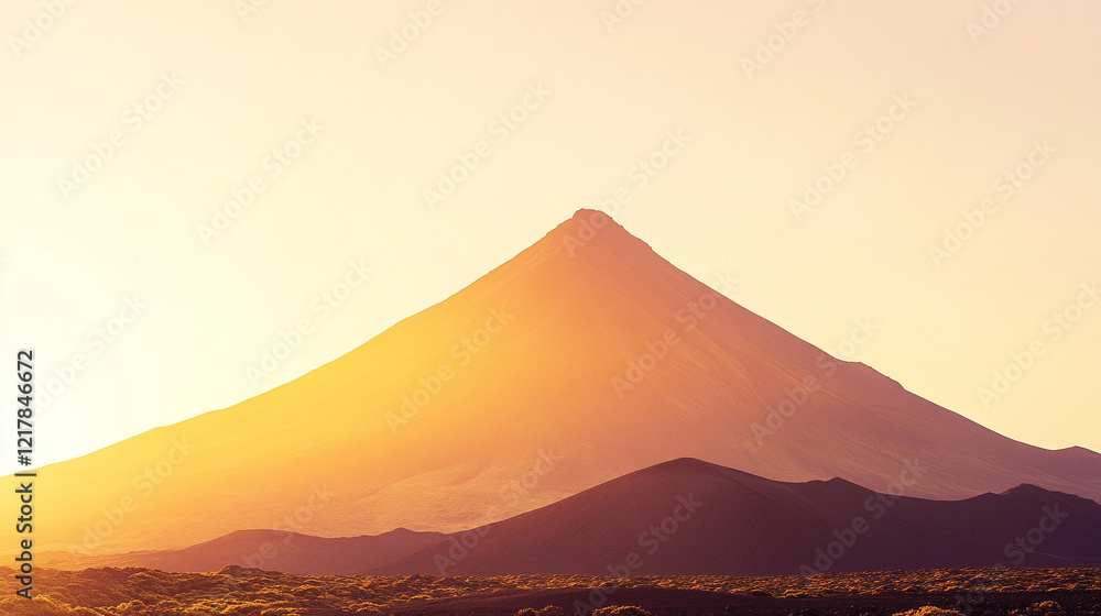 Silhouette of a volcanic peak against a clear sky with soft-focused mountains below, a minimalistic and bright tone creating an empty blank caption space on the side, evoking calm amidst chaos
Silhouette of a volcanic peak against a clear sky with soft-focused mountains below, a minimalistic and bright tone creating an empty blank caption space on the side, evoking calm amidst chaos