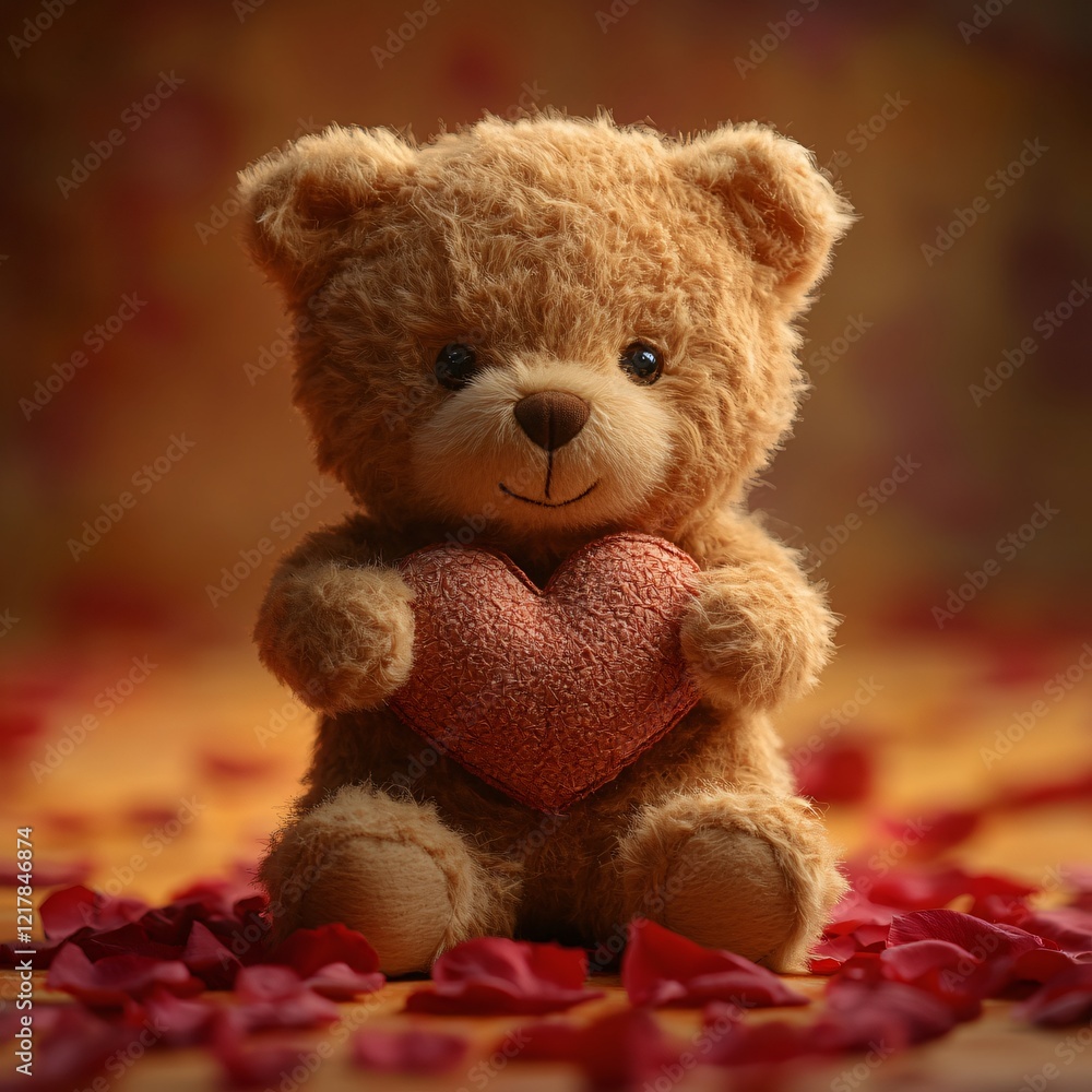 Teddy with heart and petals Teddy with heart and petals