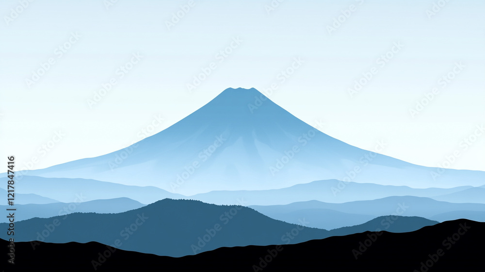 Silhouette of a volcanic peak against a clear sky with soft-focused mountains below, a minimalistic and bright tone creating an empty blank caption space on the side, evoking calm amidst chaos
Silhouette of a volcanic peak against a clear sky with soft-focused mountains below, a minimalistic and bright tone creating an empty blank caption space on the side, evoking calm amidst chaos