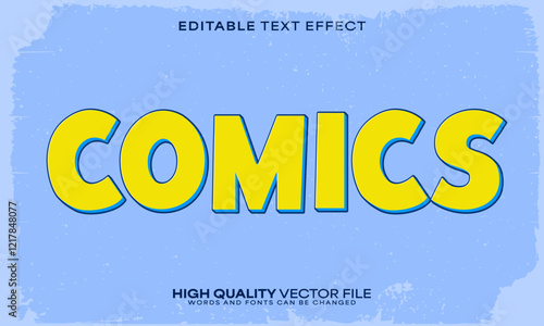 Vintage cartoon text effect, editable text effect and comics 3d font style bold shadow retro poster design